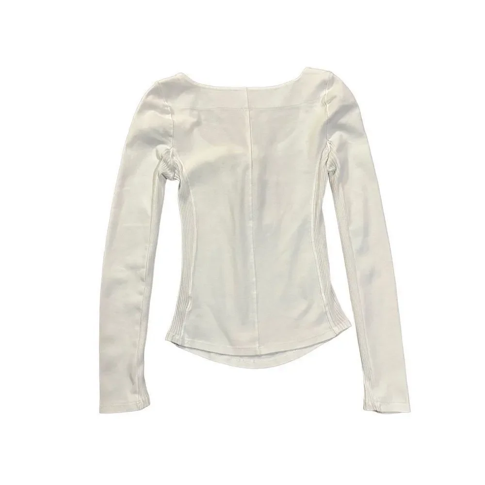 Free People White Looking Back‎ Lace-Up Top sz XS